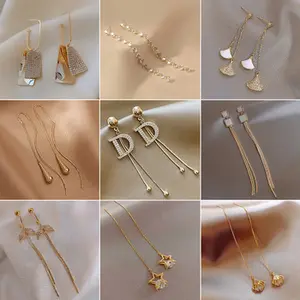Penjualan Laris Perhiasan Agustus Grosir Anting Anting Rumbai Jarum Perak 925 Panjang Anting Wanita Tempramen Lucu