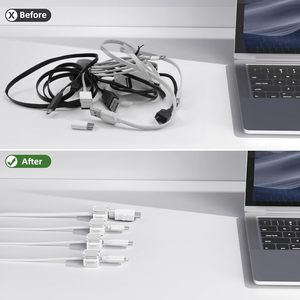 Nuevo Paquete de 6 Organizadores de Cables Magnéticos de Material PP, Clips de Gestión de Cables con Adhesivo Fuerte, Soporte para Cables Blanco/Negro, Sostenible para Sala de Estar - Product Image 3