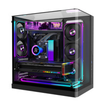 Boîtier PC Gaming ATX Full Tower avec Panorama Circulaire en Verre Trempé Double Face