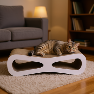 Griffoir pour chat en carton ondulé, design minimaliste, pour intérieur, à un seul niveau, motif uni, jouet pour animaux de compagnie - Product Image 2