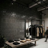 Carreaux de céramique noirs émaillés, adaptés aux crédences de salle de bain et de cuisine, mosaïques murales décoratives intérieures et commerciales