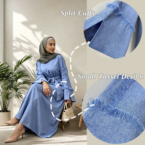 6804 #   Nouvelle robe longue en lin pour femmes musulmanes, design de fête de haute qualité, vêtements en gros - Product Image 2