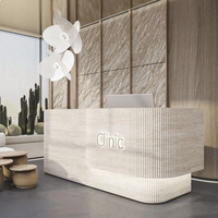 Comptoir de réception moderne pour salon de beauté et spa, table de réception pour 2 personnes, bureau de réception en marbre travertin, pierre naturelle