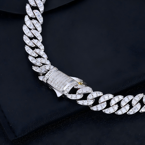 Heavy Chunky 925 Sterling <b>Silver</b> Moissanite Miami Cuban Link Chain 18K Gold Plated Iced Out Hip Hop <b>Necklace</b> Jewelry Pass Tester - Product Image 2