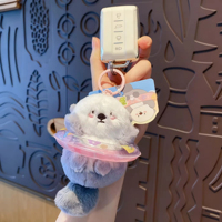 CPC CE Doux Animaux En Peluche Jouets Sceau Ours Polaire Loutre Dauphin Pingouin Porte-clés Pendentif Anneau De Natation Sac À Dos Charmes