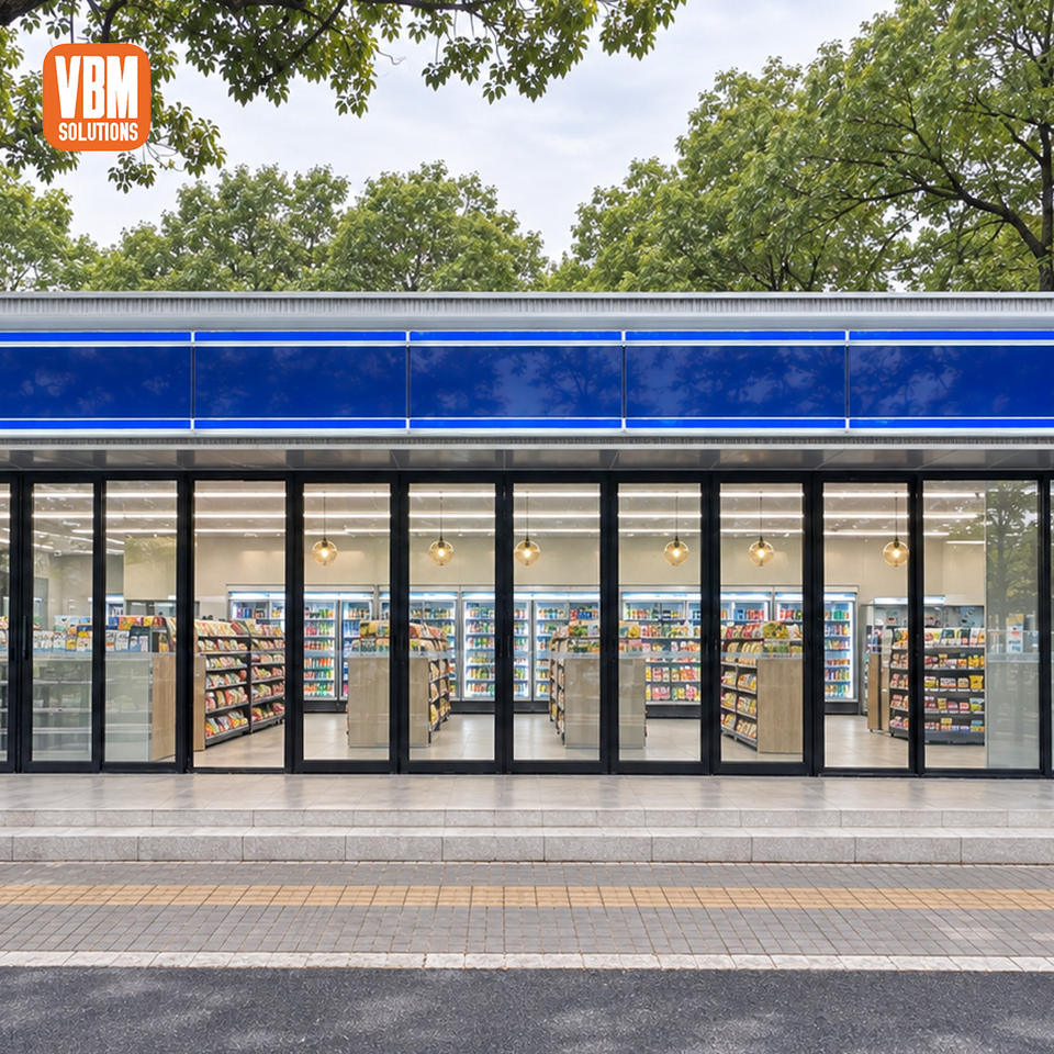 Commercial Aluminium Folding Door Double Glazed for Supermarket Store ...