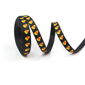 ริบบิ้นผ้ากรอสเกรนลายฟักทองฮาโลวีนขนาด 1 ซม. หลายความยาว พร้อมกลิตเตอร์ ยี่ห้อ Zexiao สำหรับห่อของขวัญเทศกาล Trick-or-Treat ขายส่ง - Product Image 4