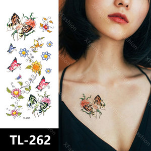 Adesivi per tatuaggi temporanei Flower Butterfly Design per le donne adesivo per tatuaggi con braccio sul petto con inchiostro impermeabile - Product Image 2