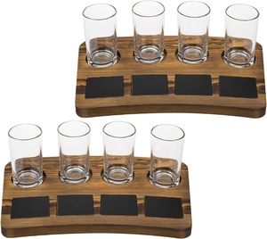 Bộ 2 bia bảng bay Sampler Set với 4 nếm bia ly, gỗ nâu phục vụ khay và bảng đen nhãn - Product Image 2