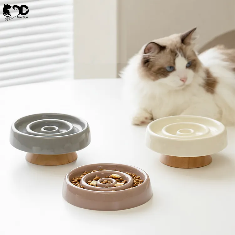 Geerduo Pet di lusso all'ingrosso in ceramica per animali domestici cane gatto alimentazione ciotole per bere alimentatori lenti con supporto rialzato