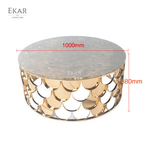 Nouvelle <span class=keywords><strong>table</strong></span> <span class=keywords><strong>basse</strong></span> ronde dorée avec <span class=keywords><strong>d</strong></span>écoration en écailles de <span class=keywords><strong>poisson</strong></span> - Product Image 5