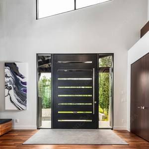 Portes Stylées <span class=keywords><strong>De</strong></span> Maison modernos 48X96 pulgadas Puerta pivotante <span class=keywords><strong>de</strong></span> madera negra moderna con diseños <span class=keywords><strong>de</strong></span> vidrio para puerta <span class=keywords><strong>de</strong></span> entrada residencial - Product Image 6