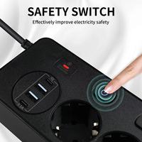 PUJIMAX Smart Switch 5 prises de courant allemand parasurtenseur prise domestique universelle avec sortie USB 5V 3.1A VDE prises de courant