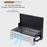 Barbecue portable pliable en acier inoxydable intégré, multifonctionnel, pour camping, pique-nique, résistant au vent, avec grilles