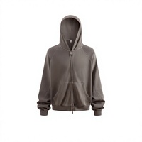 Vente en gros usine Beingmove Sweat à capuche zippé unisexe oversize en molleton uni couleur café délavé pour le streetwear