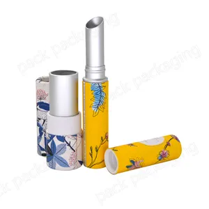 Batom de papel do lábio da etiqueta privada, alta qualidade, recipiente redondo de embalagem personalizada, tubo de bálsamo labial, torção, tubo de batom de papel cosmético