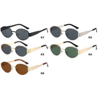 Lunettes de soleil ovales pour femmes, lunettes de soleil tendance en métal, lunettes de soleil de créateur pour femmes