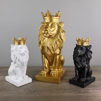 Statue de Lion Couronné Moderne en Résine, Sculpture Artistique, Figurine Animale, Décoration d'Intérieur pour Salon, Hall d'Entrée, Artisanat Décoratif pour la Maison