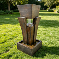 Fuente de Agua en Columna Geométrica, Chorro de Lluvia Vertical, Decoración para Jardín Exterior, Venta al Por Mayor