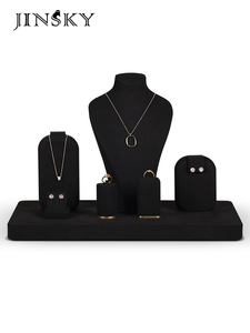 Soporte de exhibición de joyería de metal personalizado Jinsky soporte de collar de pulsera de microfibra con soporte de pendiente de anillo estante de joyería versátil - Product Image 2