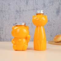 Bouteilles en PET de qualité alimentaire 350 ml 500 ml, mignonnes en forme de chat, avec bouchons à vis, pour jus, boissons, jus biologiques, boissons saines