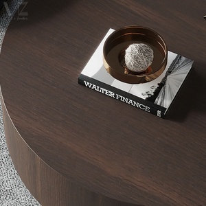 Modern Living Room Tea Temper Glass Top <strong>Round</strong> <strong>Pine</strong> Wooden Coffee <strong>Table</strong> Set Storage Drawer Center <strong>Table</strong> for the Living Room - Product Image 3