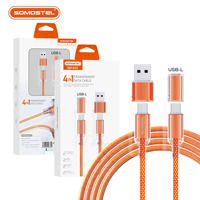 Kabel Pengisian Daya Cepat SOMOSTEL 27W/60W 4 in 1 Multifungsi USB Type-C Smart Charging Braided untuk Semua Ponsel