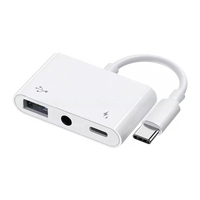 Multifunktionales Schnellladekabel 3-in-1 für Computer, OTG-Kabel USB-C auf 3,5mm Klinke, PVC-Ummantelung, Vergoldeter Adapter-Ladegerät