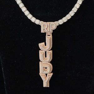 Pendentif lettre entièrement glacé personnalisé pour hommes rond et baguette Moissanite Trendy Initial Letter Rapper's Hip Hop Jewelry - Product Image 1