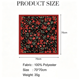 Écharpe carrée en polyester à imprimé cerises et cœurs, 70*70 cm, pour un usage quotidien décontracté et polyvalent - Product Image 6