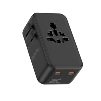Adaptateur de voyage universel Worldplug 20W double prise USB Type C 2AC, adaptateur universel mince pour le monde entier, adaptateur multi-prises international