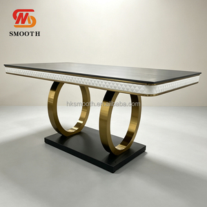 Table rectangulaire en acier inoxydable de luxe moderne et élégante, tables dorées pour mariage, mobilier pour événements hôteliers - Product Image 1