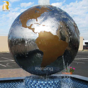 Escultura de Globo Terráqueo Grande de Acero Inoxidable RELONG, Pulido, Personalizable, Decoración de Paisaje para Exteriores - Product Image 3