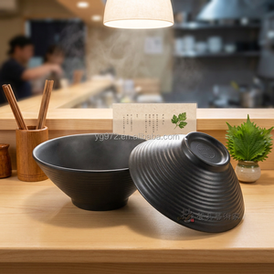 Guangzhou Factory Supply 7 Inch Black Melamine Round Noodle <strong>Ramen</strong> Bowls <strong>Set</strong> - Product Image 2