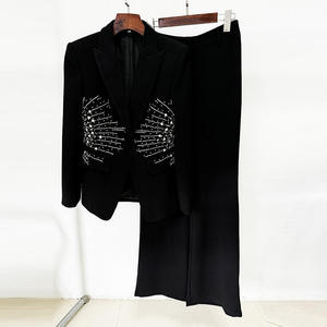 Vespera Luxus Strass-<span class=keywords><strong>Blazer</strong></span>-Set Damen Sexy Zweiteiler Glitzernde Perlen-Anzüge für Abend-Gala-Partys - Product Image 3