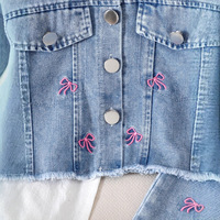 Vêtements pour bébés, jeans pour filles européennes et américaines, nouveau style, ensemble de vêtements pour filles, veste à manches longues avec nœud, pantalon en denim