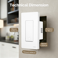 Interrupteur intelligent Tuya WiFi 3 voies/pôle unique à bouton-poussoir, fil neutre requis, remplace un interrupteur, contrôle à distance via l'application MOES