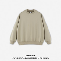 Sweat-shirt surdimensionné à col rond pour homme, coupe ample, 100% coton, manches longues, avec logo personnalisé, motif uni d'hiver