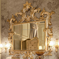 Table console européenne de luxe avec cadre doré miroir de plate-forme de porche en bois pour villa et meubles de salle de bain pour intérieurs de luxe