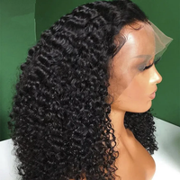 Perruques Lace Front sans colle en cheveux humains bouclés vierges indiens bruts, avec dentelle transparente HD 13x6