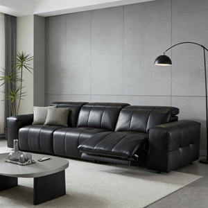 أريكة سرير جلد طبيعي بثلاثة مقاعد بتصميم عصري ريترو، مشهورة على الإنترنت، قابلة للتمدد كهربائياً، محشوة بالإسفنج، مجموعة متينة - Product Image 6