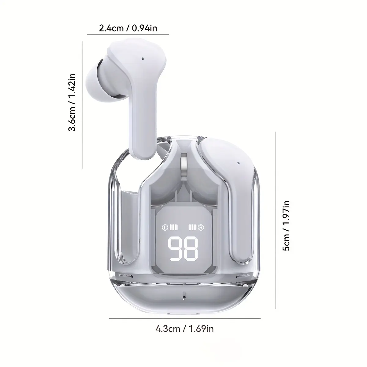 Earbud Stereo nirkabel Bt V5.3 warna-warni, Headset bebas genggam silikon dengan tampilan Digital kapasitas baterai, telinga Ipx5 tahan air