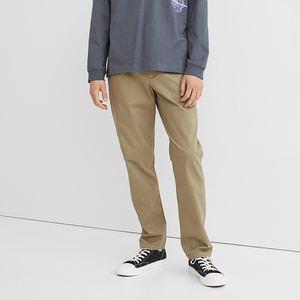 Por encargo de los hombres de entrenamiento de algodón Chinos Pantalones de cintura alta recto Color sólido ligero bordado estilo Casual al por mayor - Product Image 2