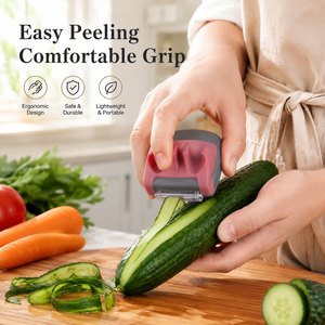 Éplucheur de fruits et légumes double doigt en plastique et acier inoxydable OEM personnalisé pour pommes et légumes - Vente en gros - Product Image 5
