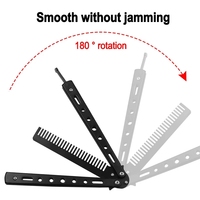 Peigne Pliable En Acier Inoxydable Pratique Formation Papillon Couteau Peigne Barbe Moustache Brosse Salon De Coiffure Outil De Coiffure