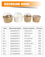 Groothandel 4oz 8oz 16oz Wegwerp Dessert Yoghurt IJs IJsjes Vriesfruit IJs Cup Verpakkingen Bakjes Met Deksel