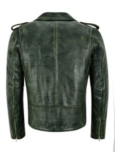 Custom 100% Genuine <b>Green</b> Wax Hide <b>Leather</b> Men’s <b>Blazer</b> Tailored Fit Private Label OEM/ODM Modern Luxury Style - Product Image 4