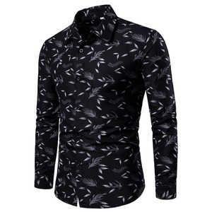 Chemises Habillées Modernes pour Hommes à Col Rabattu, Décontractées à Manches Longues, Imprimé Feuille, Ajustées, pour Affaires et Événements Sociaux - Product Image 4