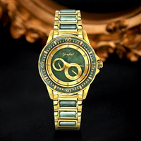 Montres automatiques mécaniques pour hommes en jade naturel, ajourées, avec diamants, lumineuses, résistantes à l'eau 50m, luxe et mode