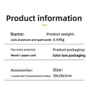 Wooden Shape Logic Puzzle 26 Alphabet Matching Cards Cognitive Spelling <strong>Game</strong> Educational Box <strong>Set</strong> for <strong>3</strong>+ - Product Image 3